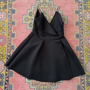 Women's ASOS Spaghetti Strap Scuba Black Flared Mini Dress Sz Small